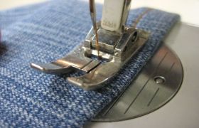 stitch new jean hem